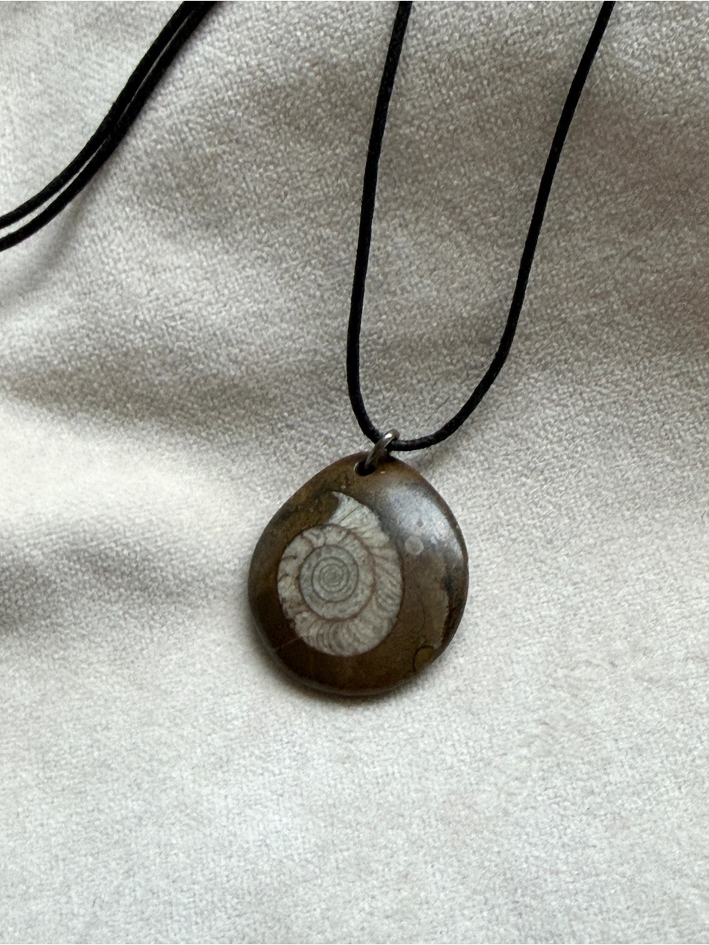 Hand Crafted Brown Ammonite Fossil Pendant Necklace